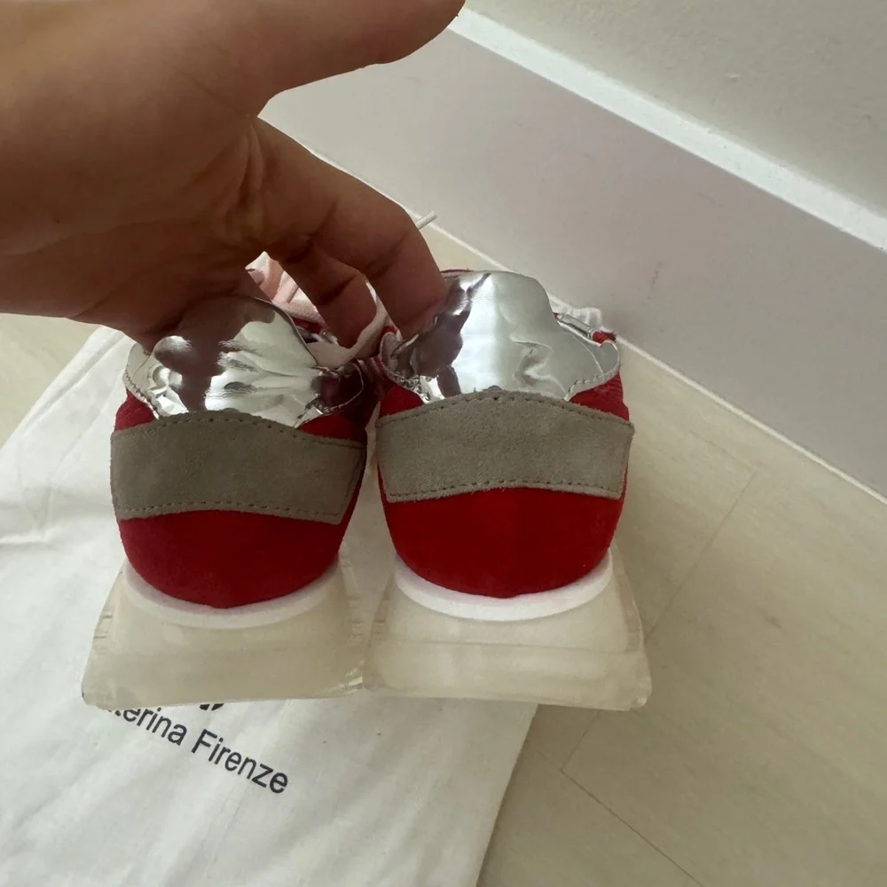 Stylish Red and Silver Women's Sneakers - Picture 1 of 5